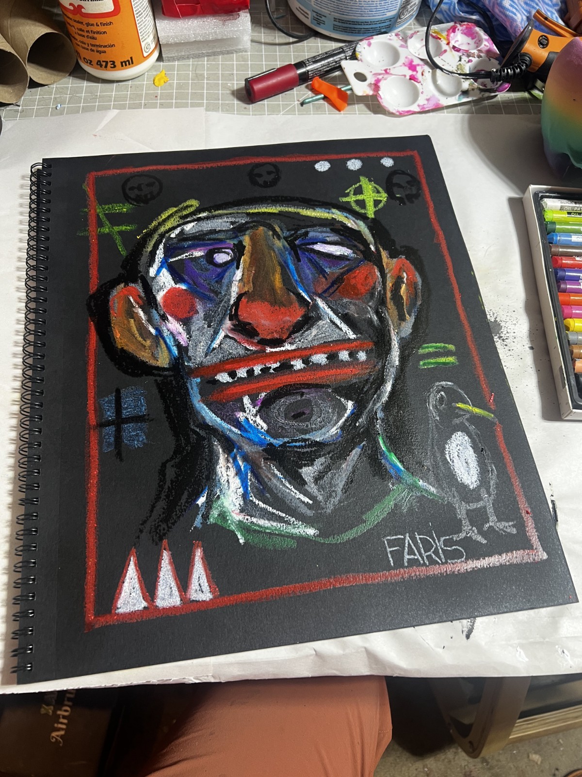 Faris Art: Everyone: 11×14 Black Paper Unique Modern Neo-Expressionism