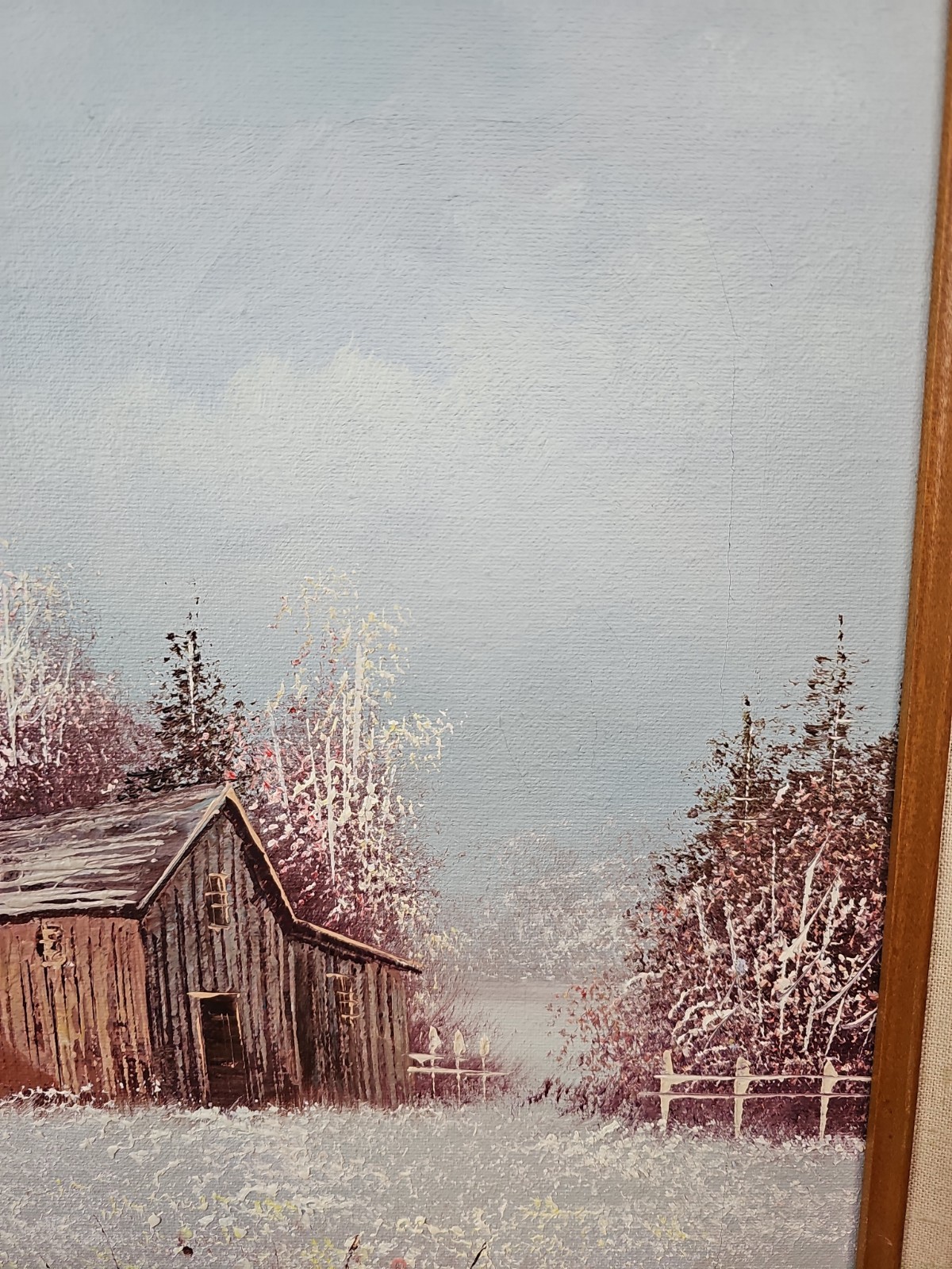 1988 Vintage Brayson Oil Painting Barn Silo Farm Flowers Americana MCM Original