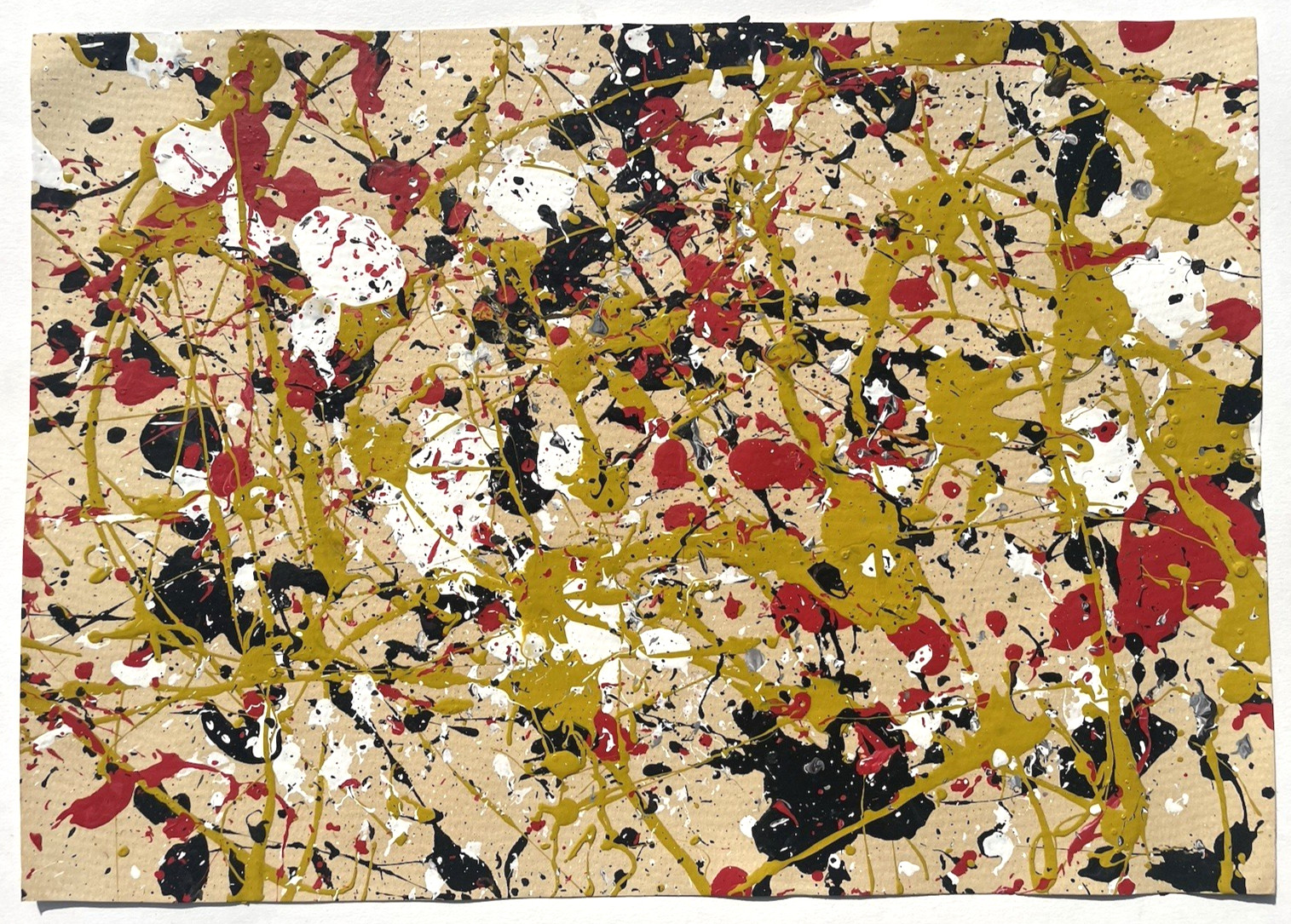 Original Painting Jackson Pollock Signed Yellow Red Abstract Expressionist D43
