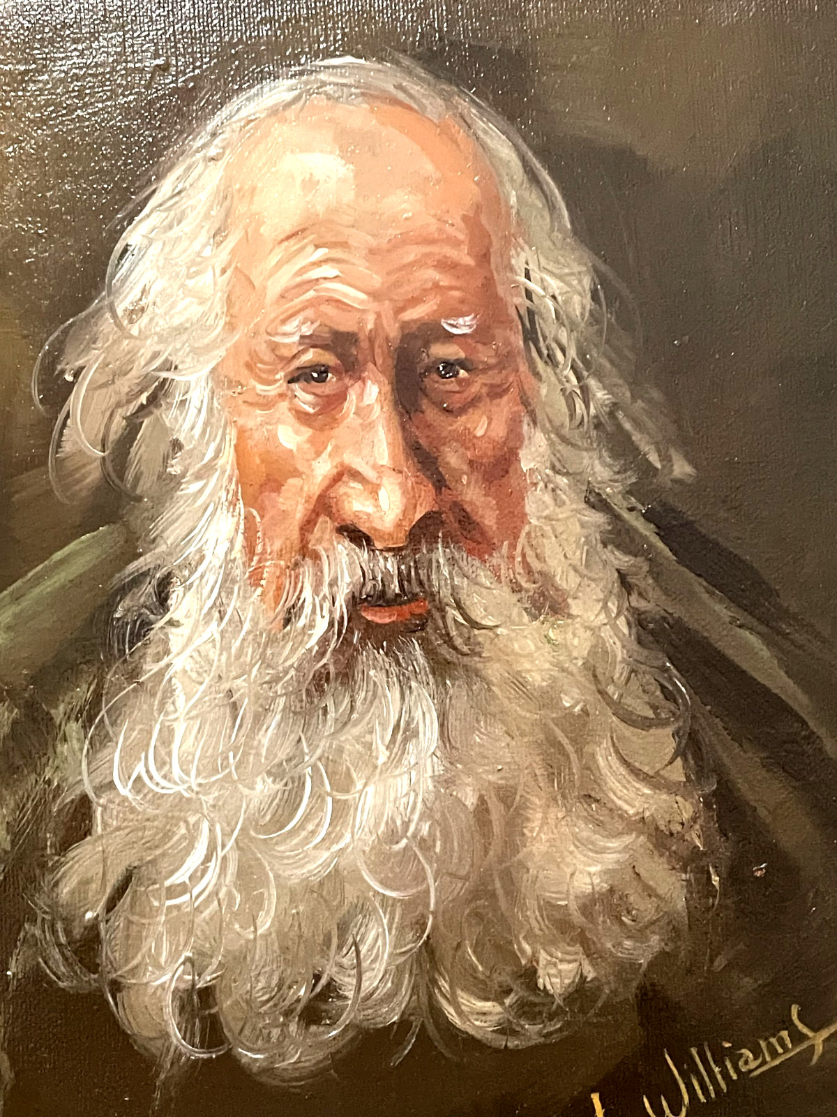 Isaac L Williams Oil Painting on Board of an Old Man 8 x 10