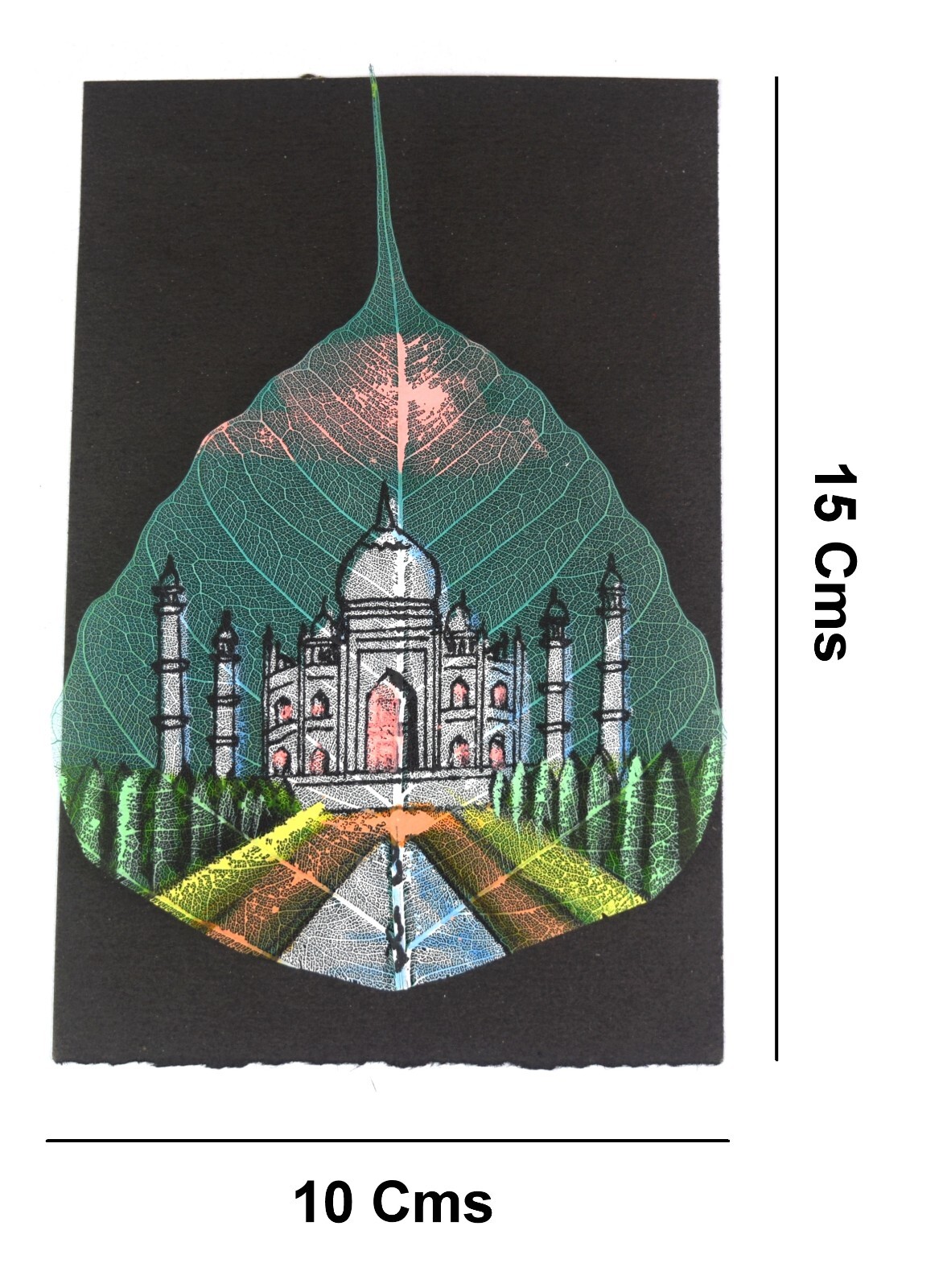 Beautiful Taj Mahal Hand Painting On Pipal Leaf Wall Decorative. i54-753