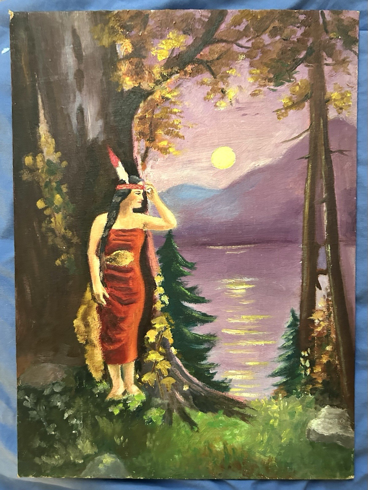 Native American Woman Painting. 12 X 16”
