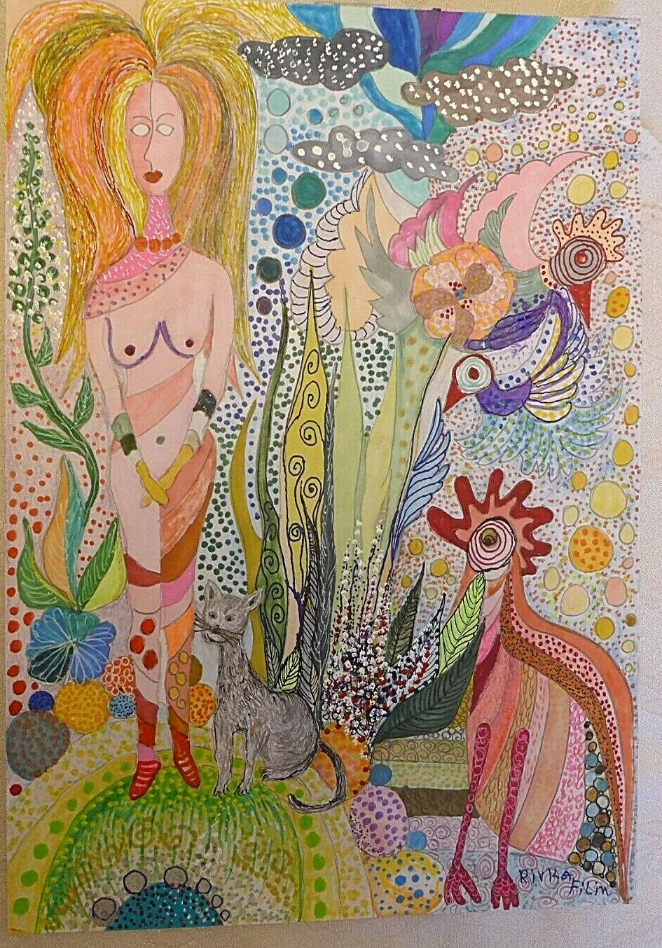 Original Painting13 X 9 Inch Water Color+Pencils On Paper Directly From Artist