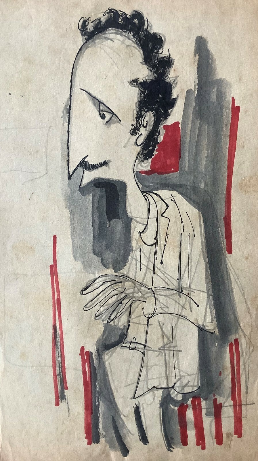 Caricature by Juan David. Untitled, ca 1975. Original art. Mixed media on paper.