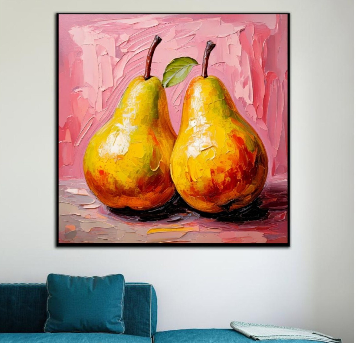 ORIGINAL Oil PAINTING on Canvas Pear Textured Artwork 12×12 in Custom Order