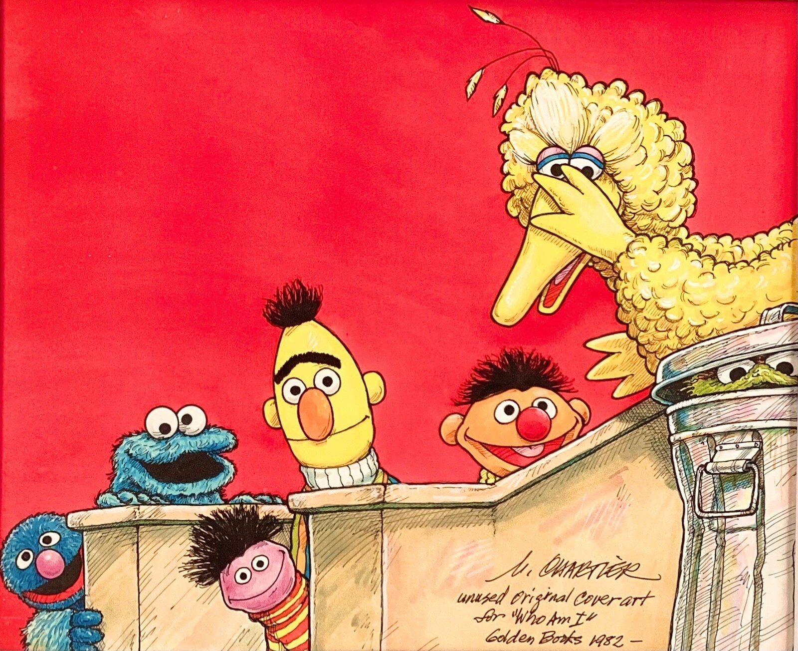 1982 original SIGNED watercolor SESAME STREET book cover art CHARTIER painting