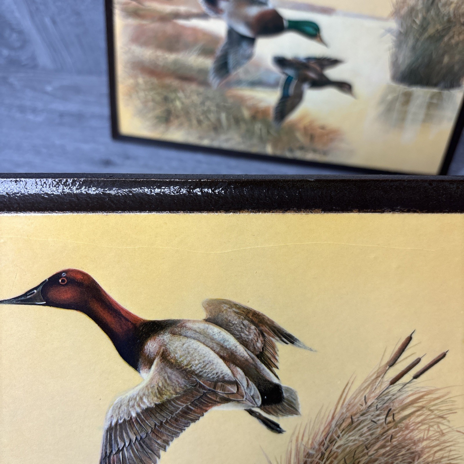 Vintage Ruane Manning Signed Ducks Wood Glazed 12×9 Nature USA 70’s MCM Decor NY