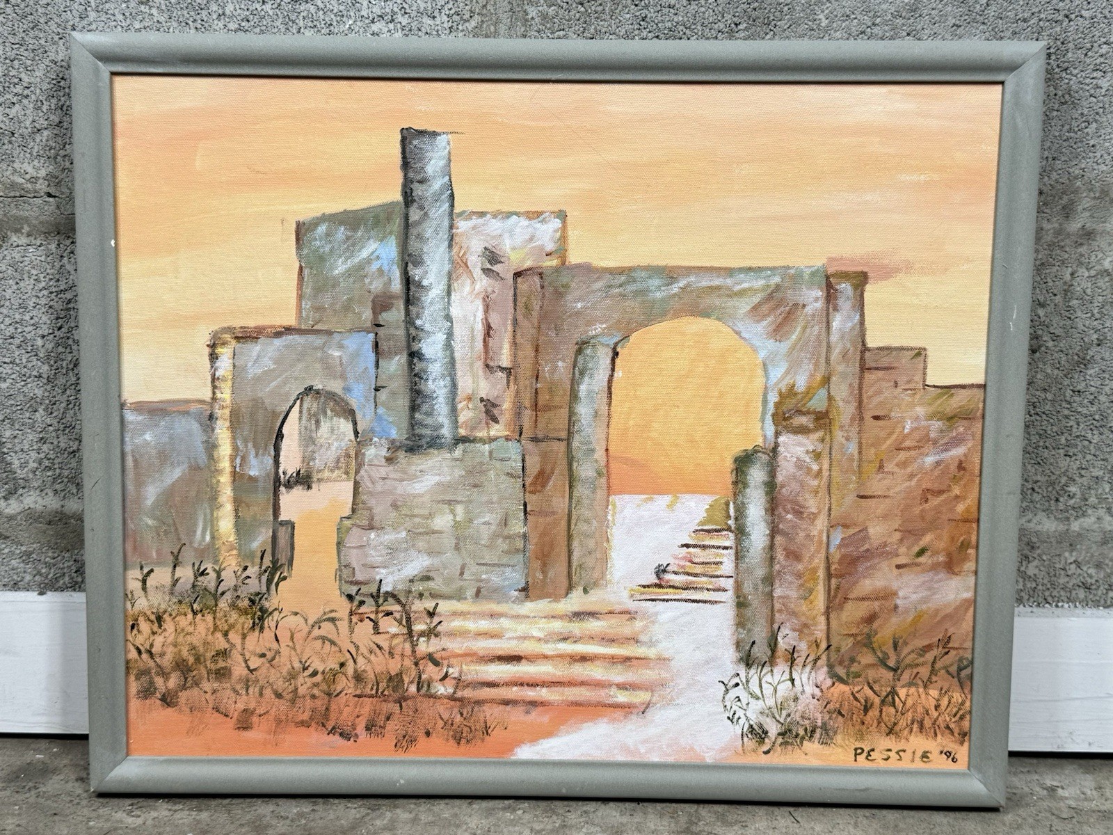 Southwest Desert Naïve Impressionist-Primitive Landscape Architectural focus