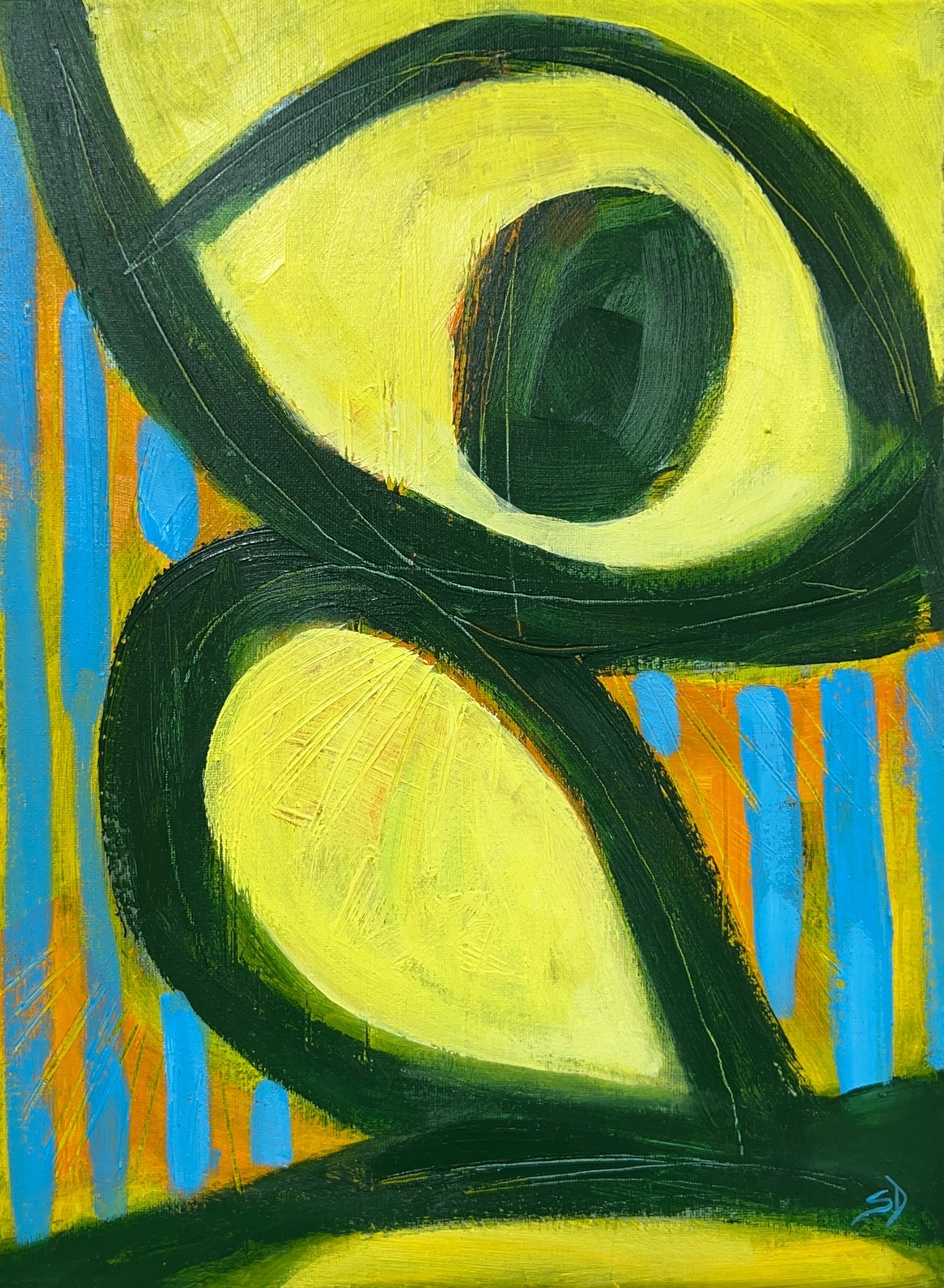 Stylized Figure Painting Bold Lines Modern Expressionist Canvas Art 12×16