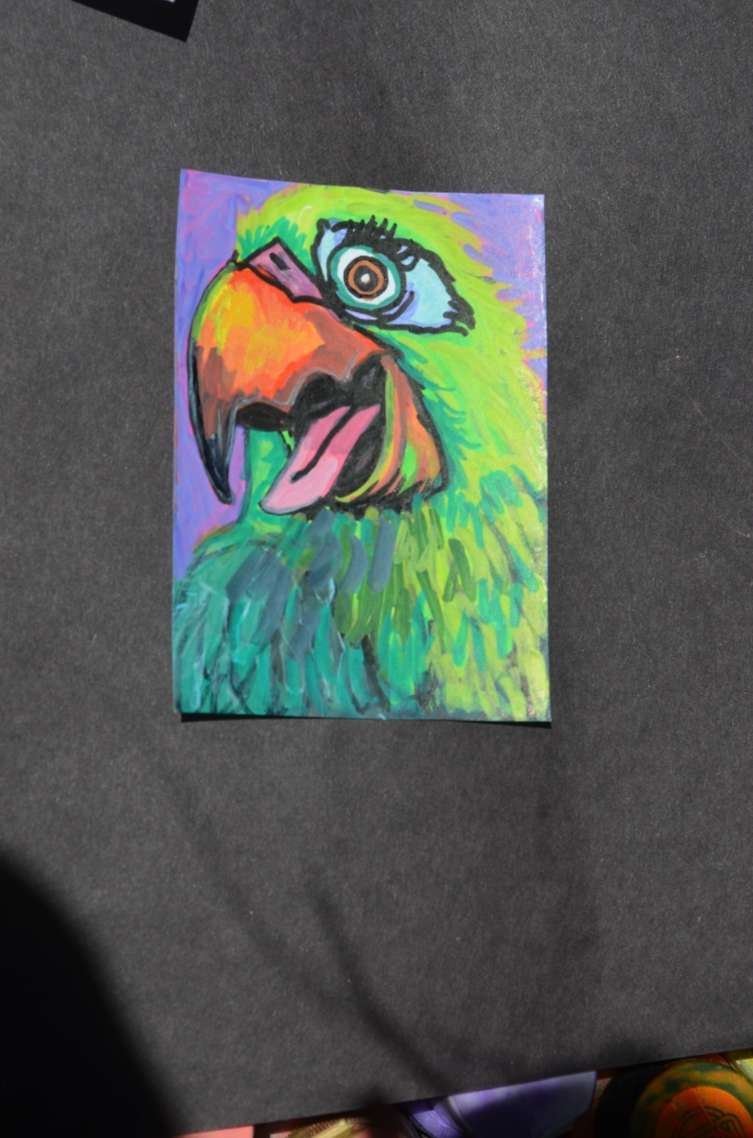 ACEO Original Art Happy Parrot Mixed Media Not a print