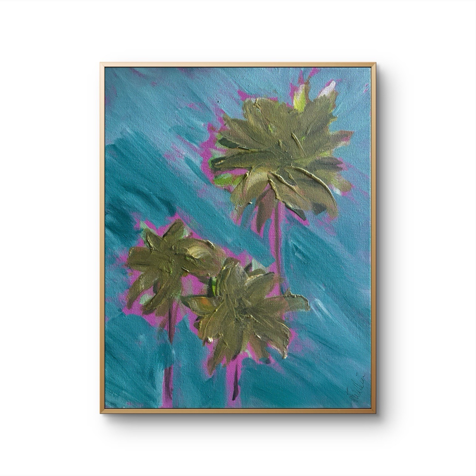 Palm Trees Seascape Impression 11×14 ABSTRACT IMPRESSIONISM Signed Original