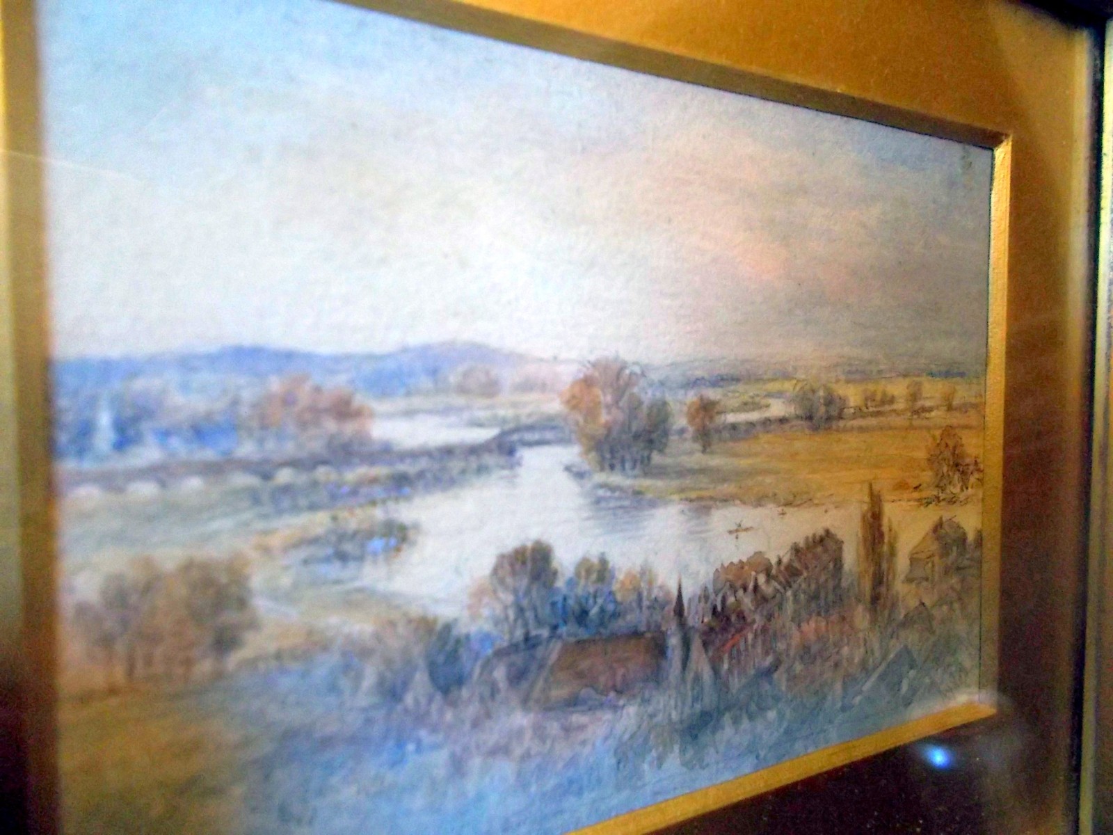 Antique ENGLISH WATERCOLOR ART Signed AY NUTT Windsor Castle Landscape Framed