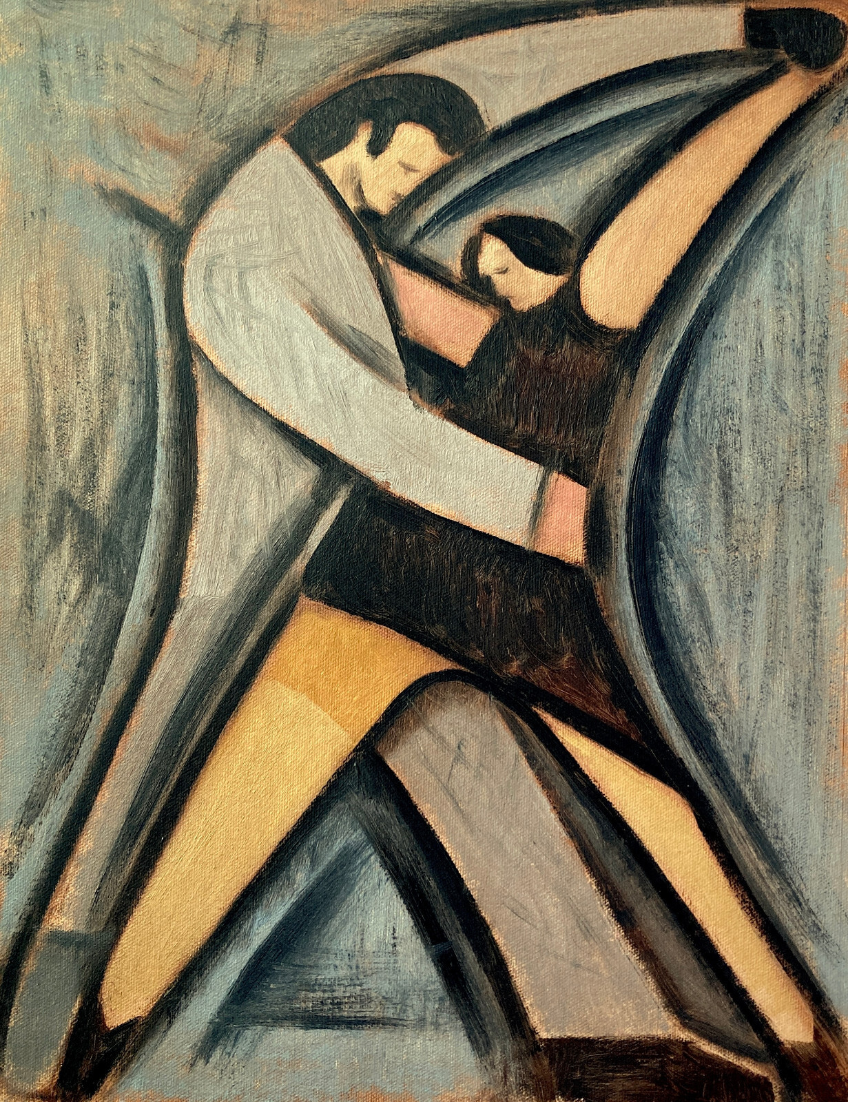 Dancing Wall Art Man and Woman Dancing Figurative Romantic Abstract Oil Painting