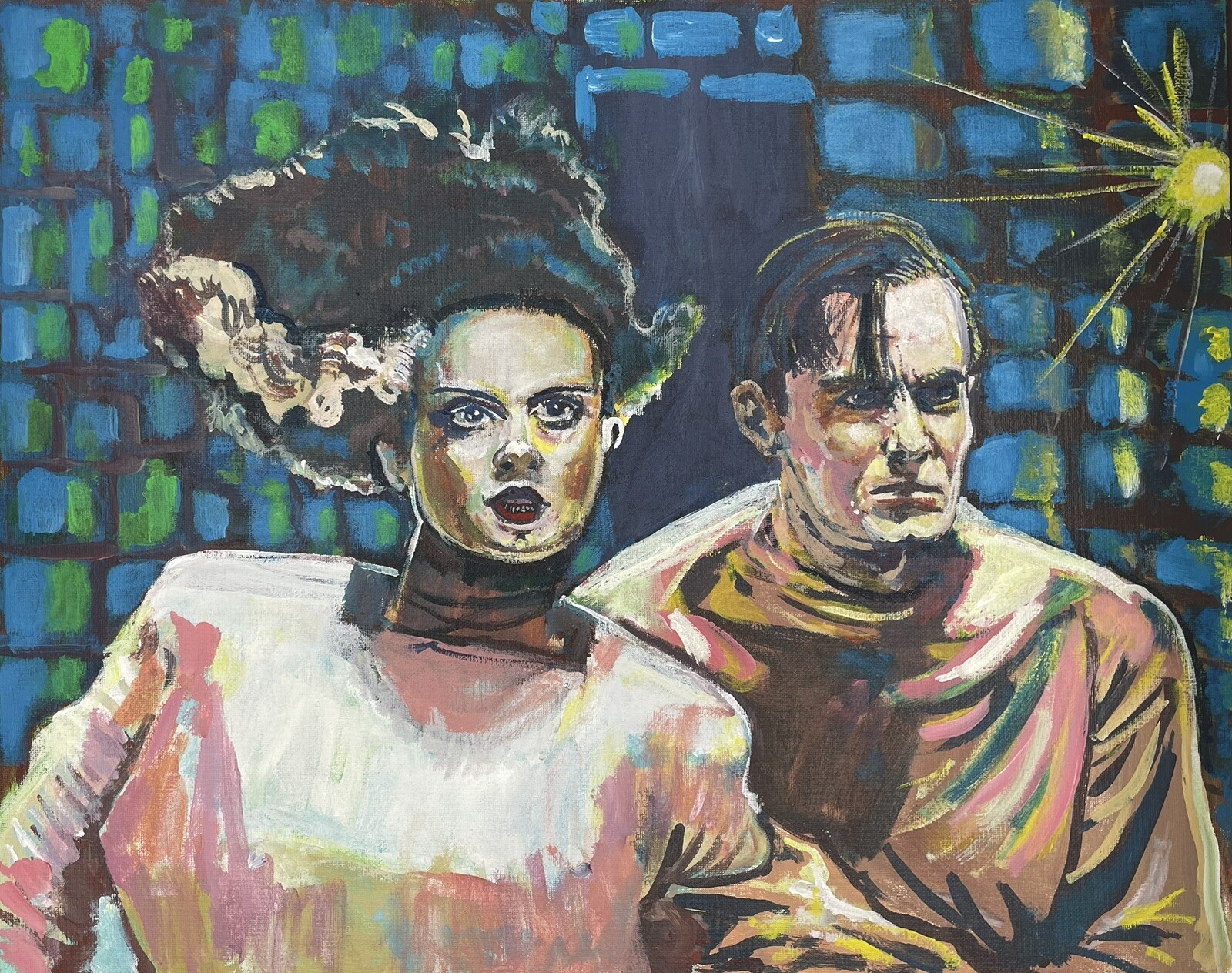 Bride of Frankenstein 1935 Universal Monsters Horror Pop Art Painting 16×20