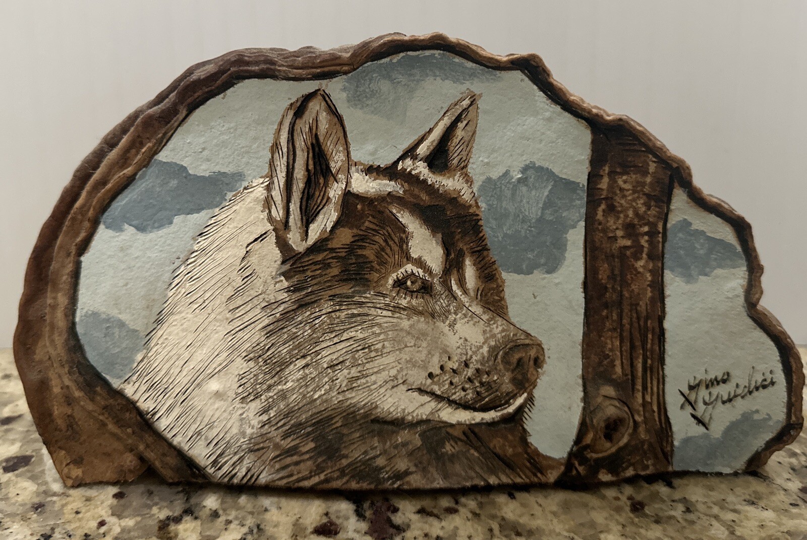 Gino Giudici White Wolf Painting Tree Conk Shelf Mushroom Wood Fungus