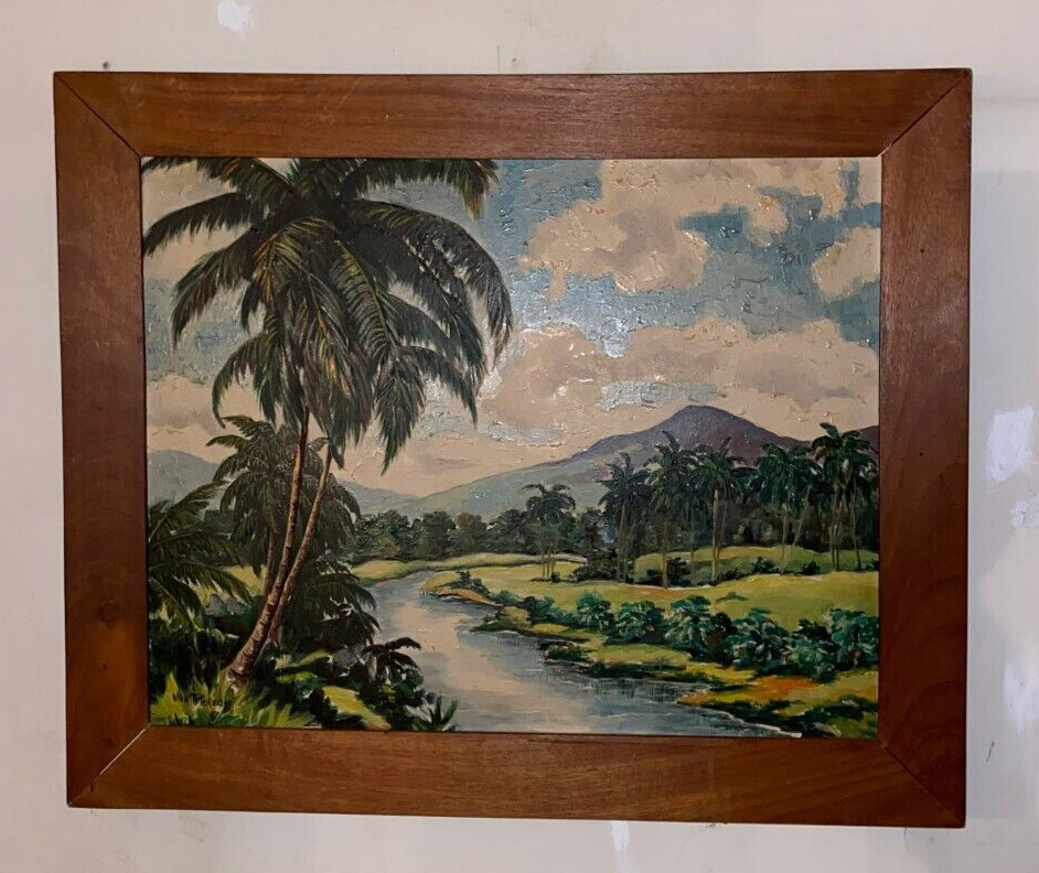 Lloyd Van Pitterson – RARE Vintage Original Oil Board Popular Jamaican Artist