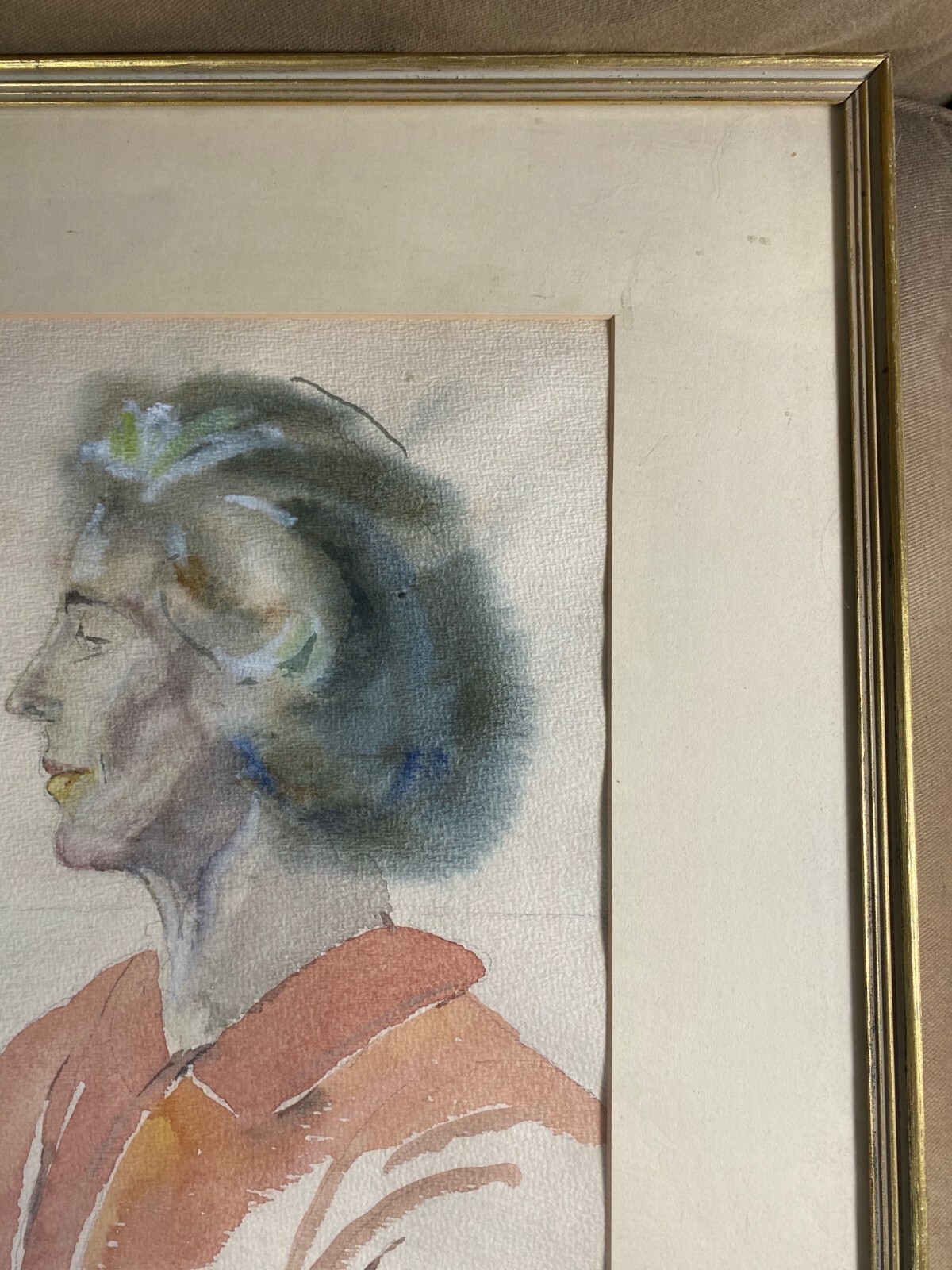 Vintage Lucy Putnam 1965 «Female Study» Watercolor Painting – Signed And Framed