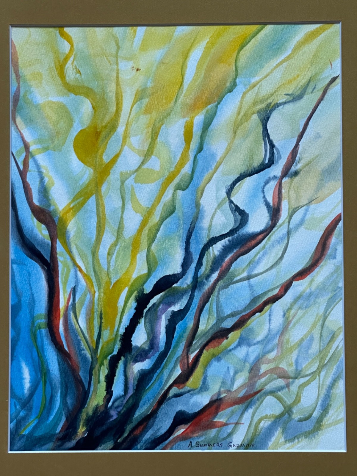 ALICE GUZMAN ORIGINAL WATERCOLOR PAINTING MATTED 20″ X 16″ NEW MEXICO 1980’S