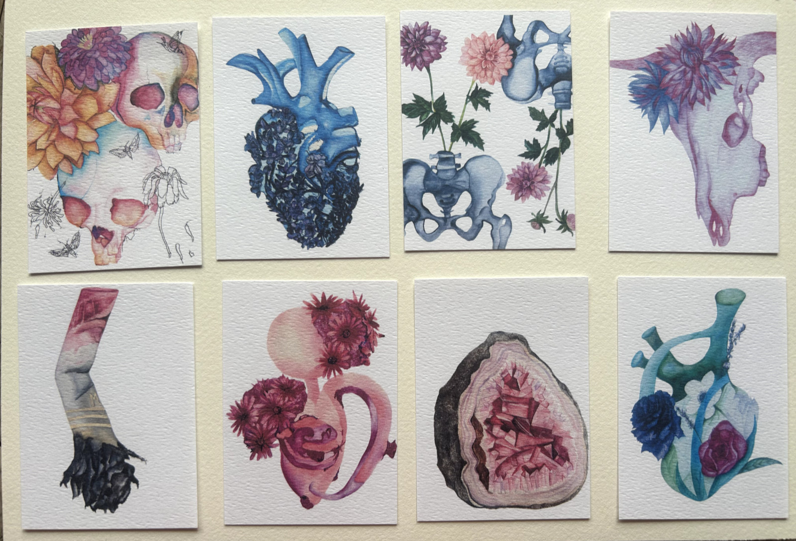 ACEO Edition- Print Sawyer Crane Witchy Floral Heart Anatomical Garden flowers