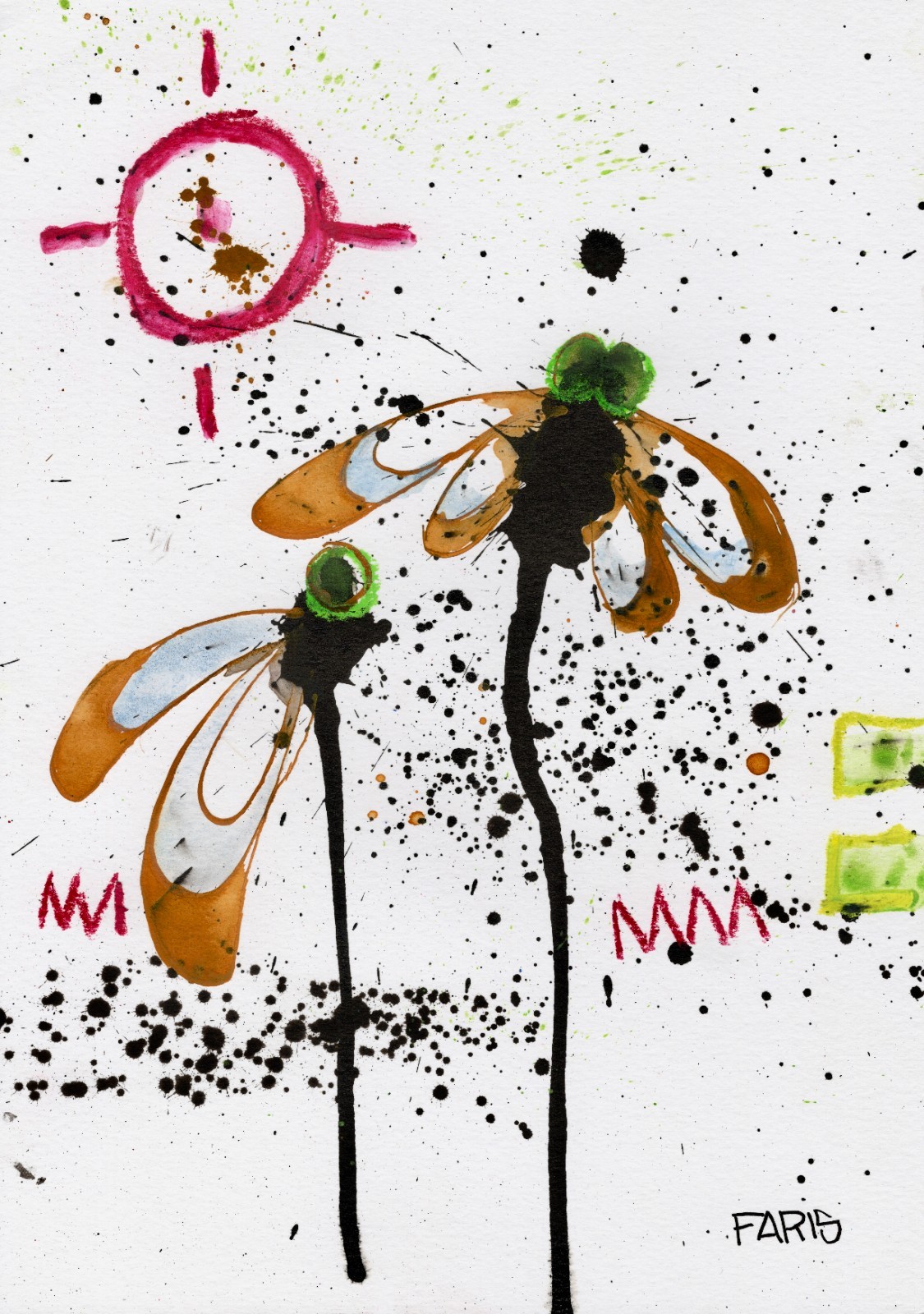 Original Ink Portrait Painting A4 Mixed Media Neo-Expressionism Signed COA #33