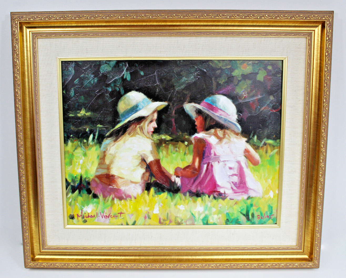 MICHAEL VINCENT LIMITED EDITION GICLEE ON CANVAS MOM DAUGTHER IN GARDEN 25″W