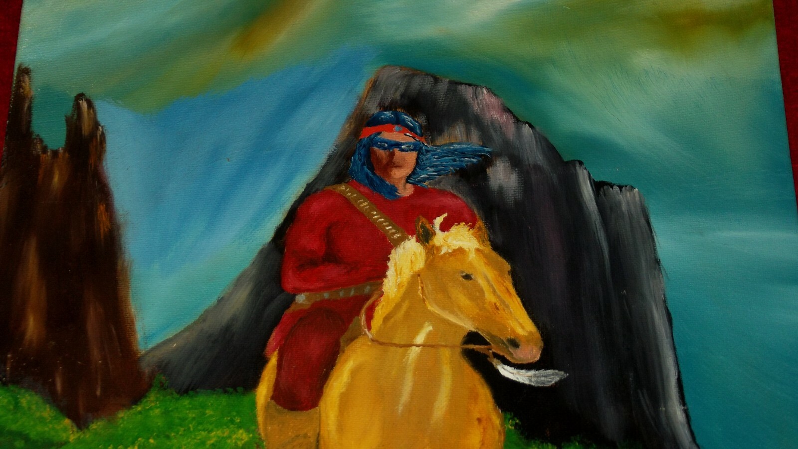 EDGAR RICE BURROUGHS APACHE DEVIL OIL PAINTING ON BOARD 12 » X 16 «