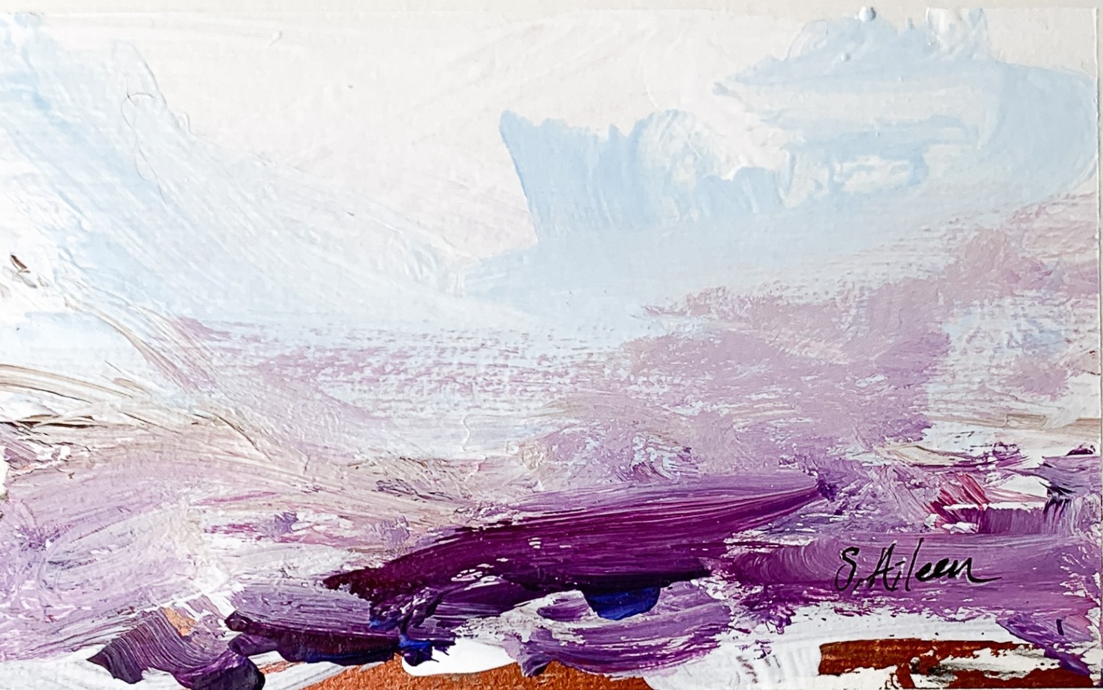 4×6 Original Oil Landscape Painting Abstract Expressive «Gathered Light» Signed