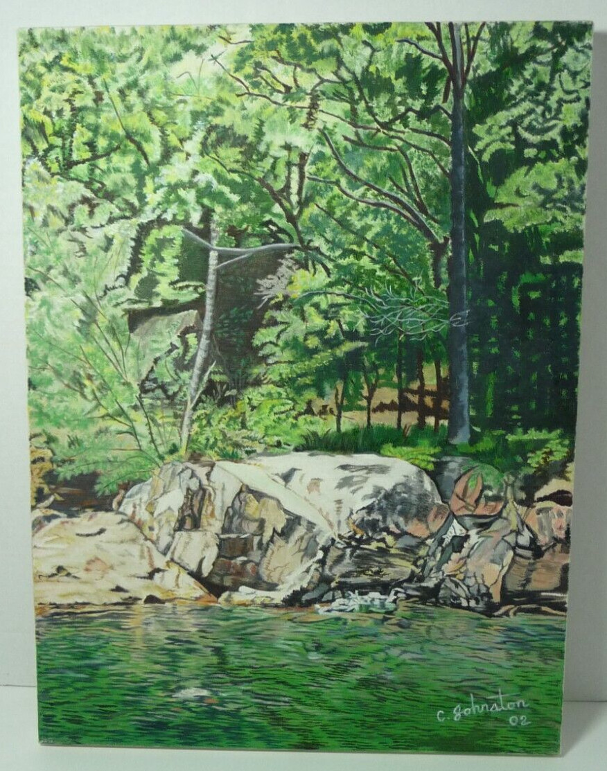 Oil Painting 16×12 Landscape By Catherine Johnston Rocky Shoreline 2002