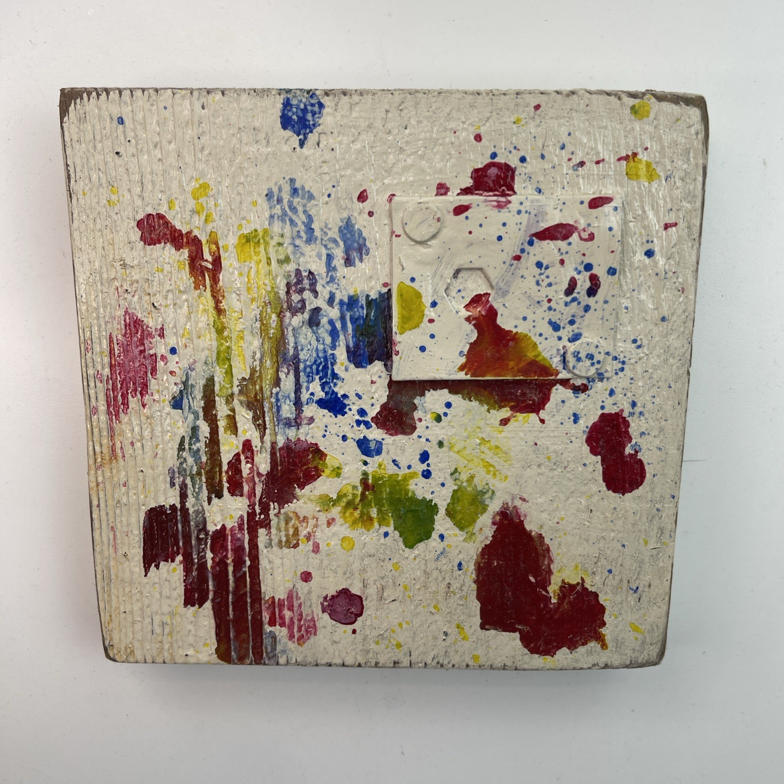 Original Abstract Painting Acrylic On Metal And Wood Signed