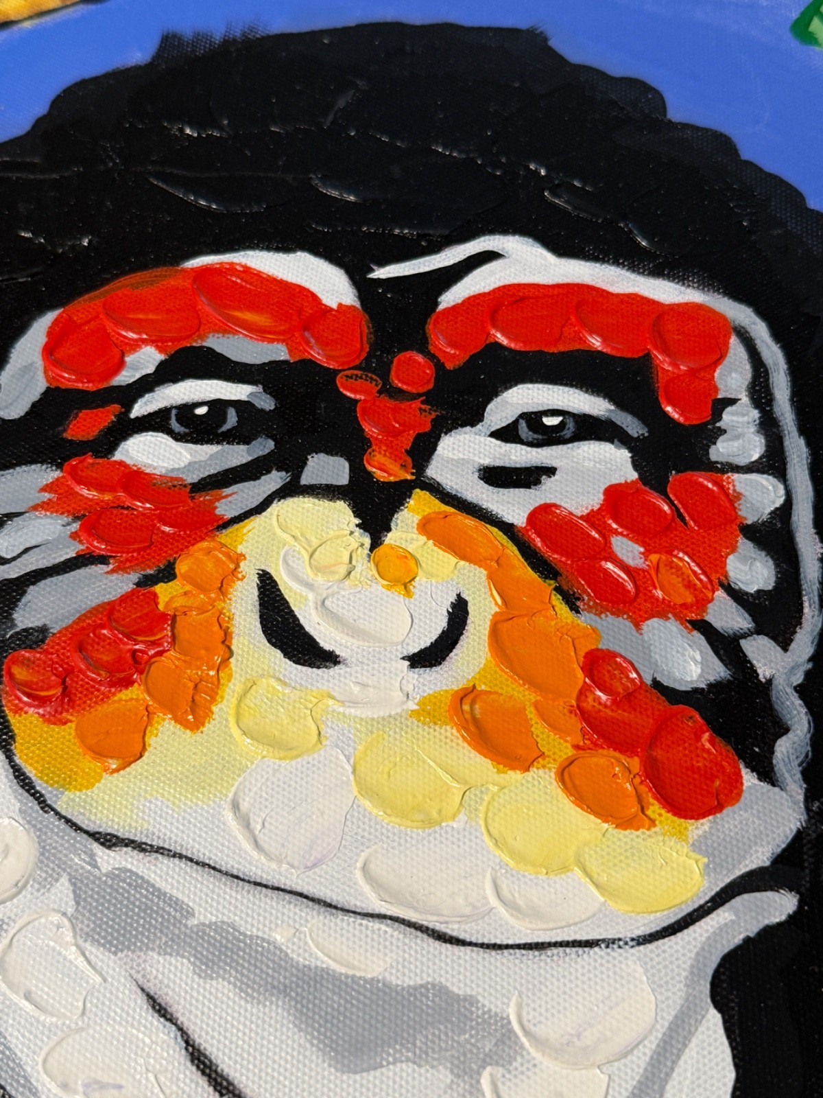 Whimsical Monkey Chimp Headphones Painting Original Acrylic Pop Art 15.5″ Square