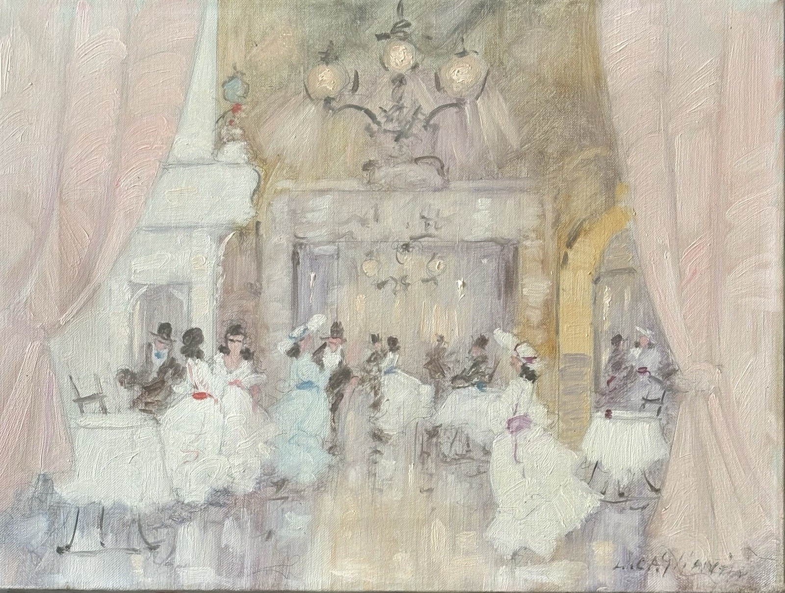Luigi Cagliani Original oil painting on canvas “A Ballroom”