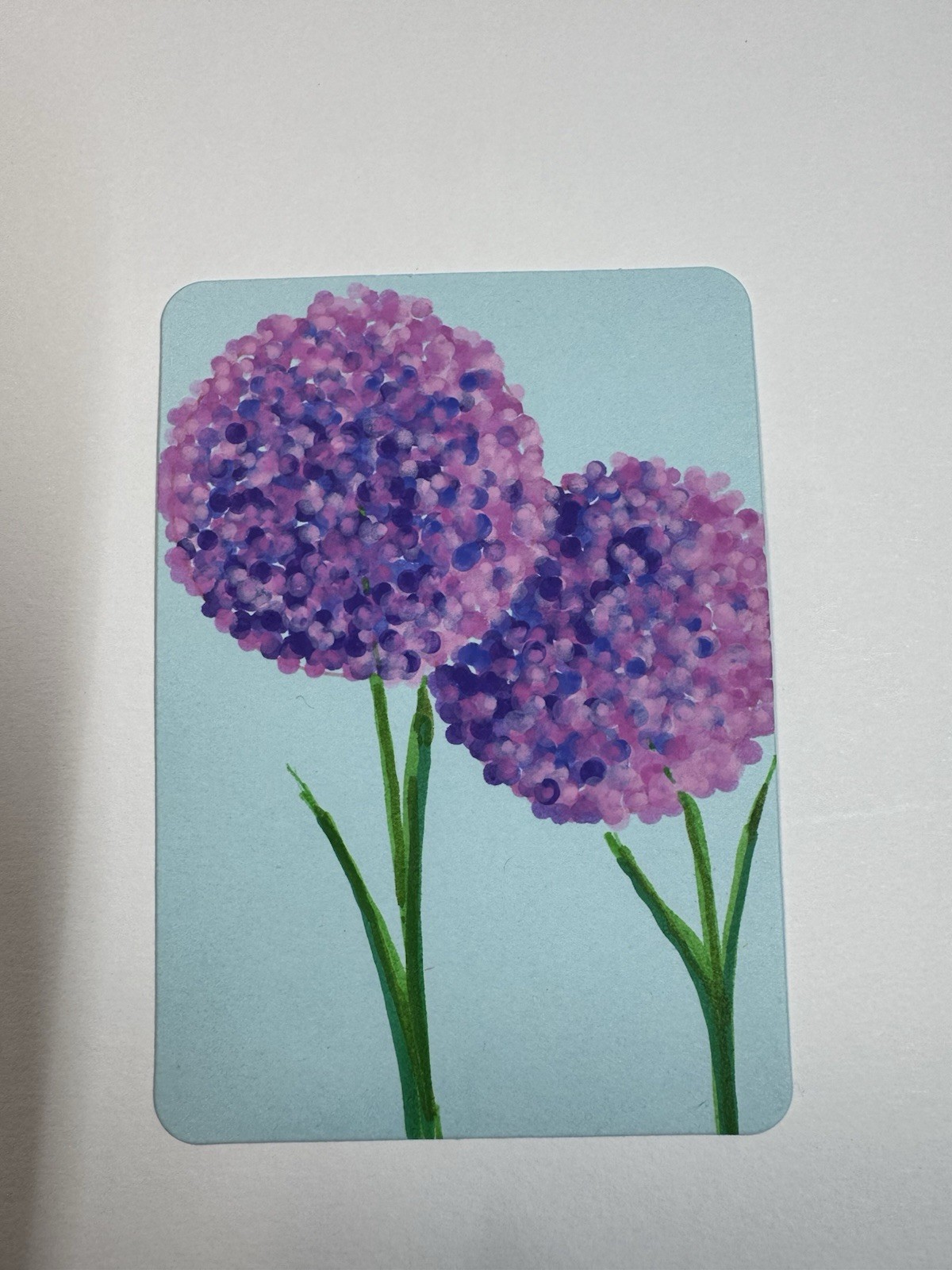 ACEO Set Of Two Original Hand Painted Acrylic Abstract Flowers Allium And Lilac