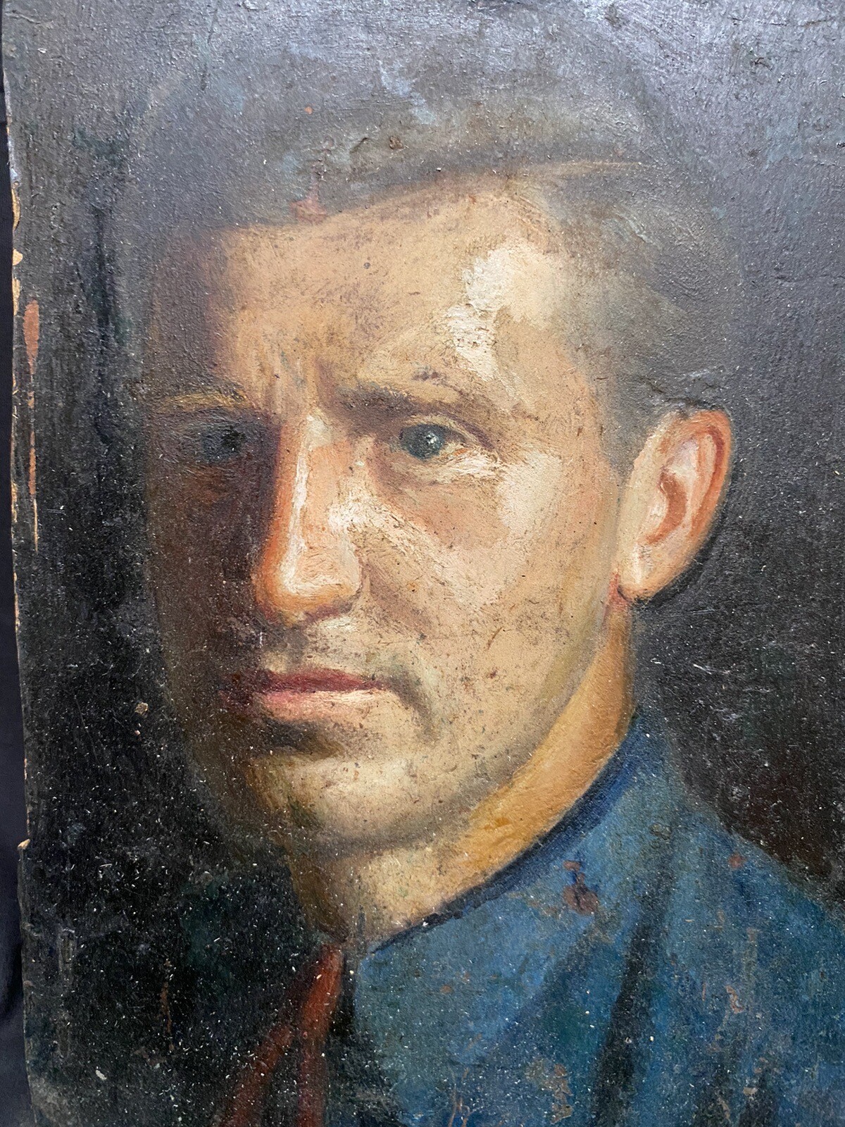 MCM Portrait Dolni Polish Ukraine Painting Handsome man on cardboard