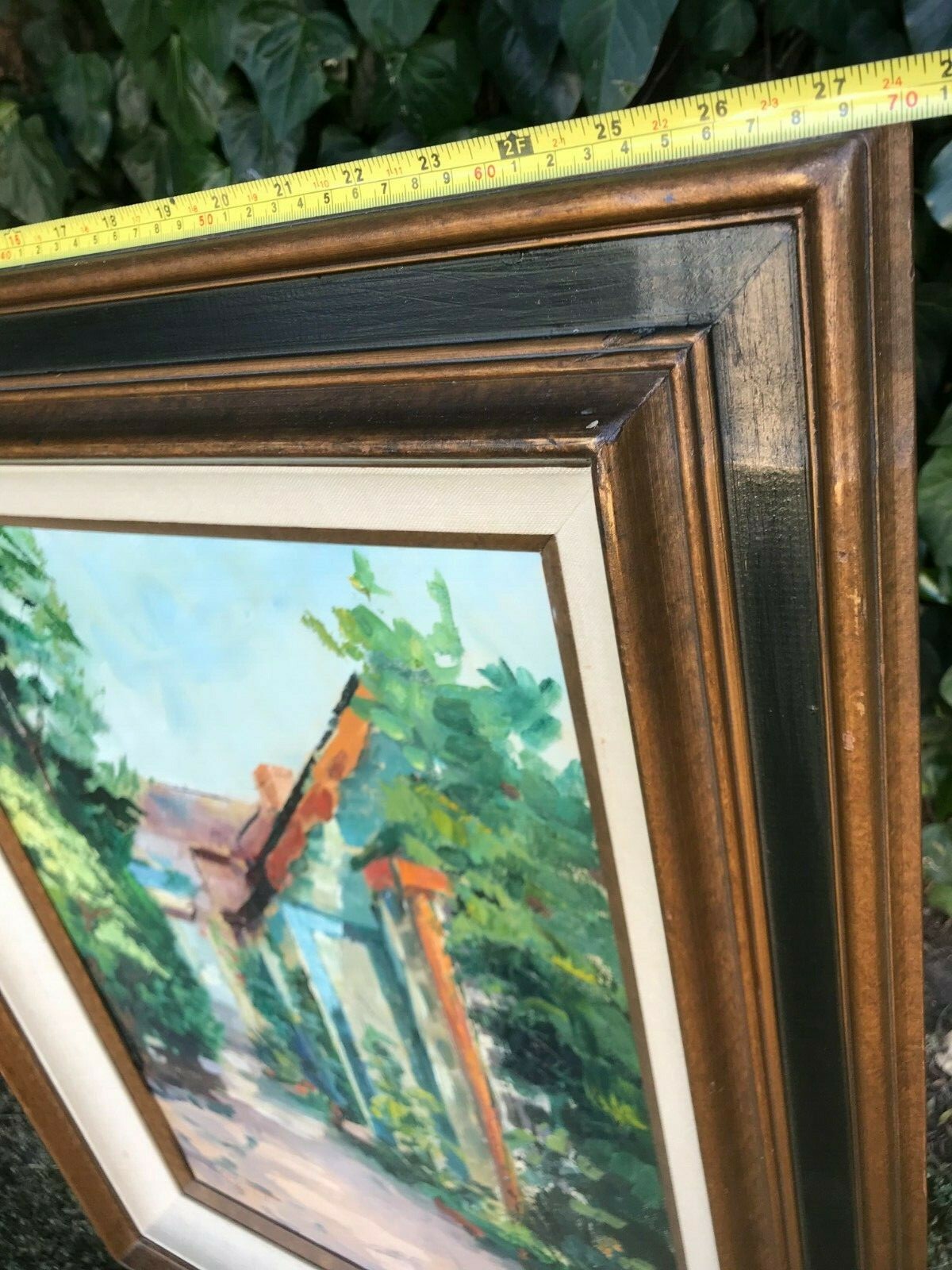 C BURNETT Original IMPRESSIONIST LANDSCAPE HUGE VINTAGE Signed Framed Oil Canvas