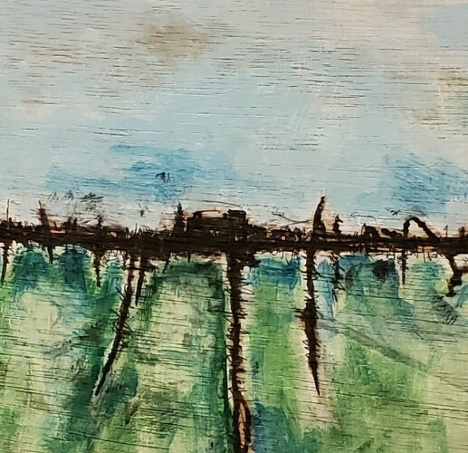 Original Abstract Modern Minimal Landscape Painting On Wood Panel By K.A.Davis