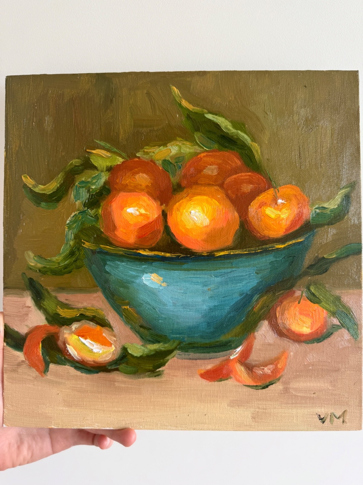Clementines Original Oil Painting Still Life Canvas Impasto Wall Art Decor 12×12