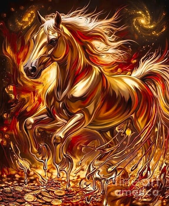 new hand made Painting on 24″*32″ canvas The Gilded Momentum by Wendy