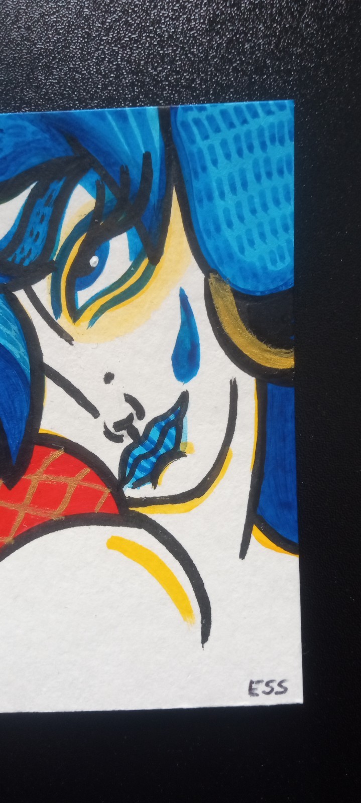 Tiny Art Club OOAK Abstract Alt Girl Art By ESS22, 3.5 x 2.5 in., Unframed