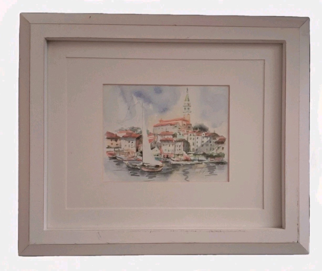 Artist Signed Watercolor Of Rovinj Croatia Original Art, Nicely Framed, 5″x4″