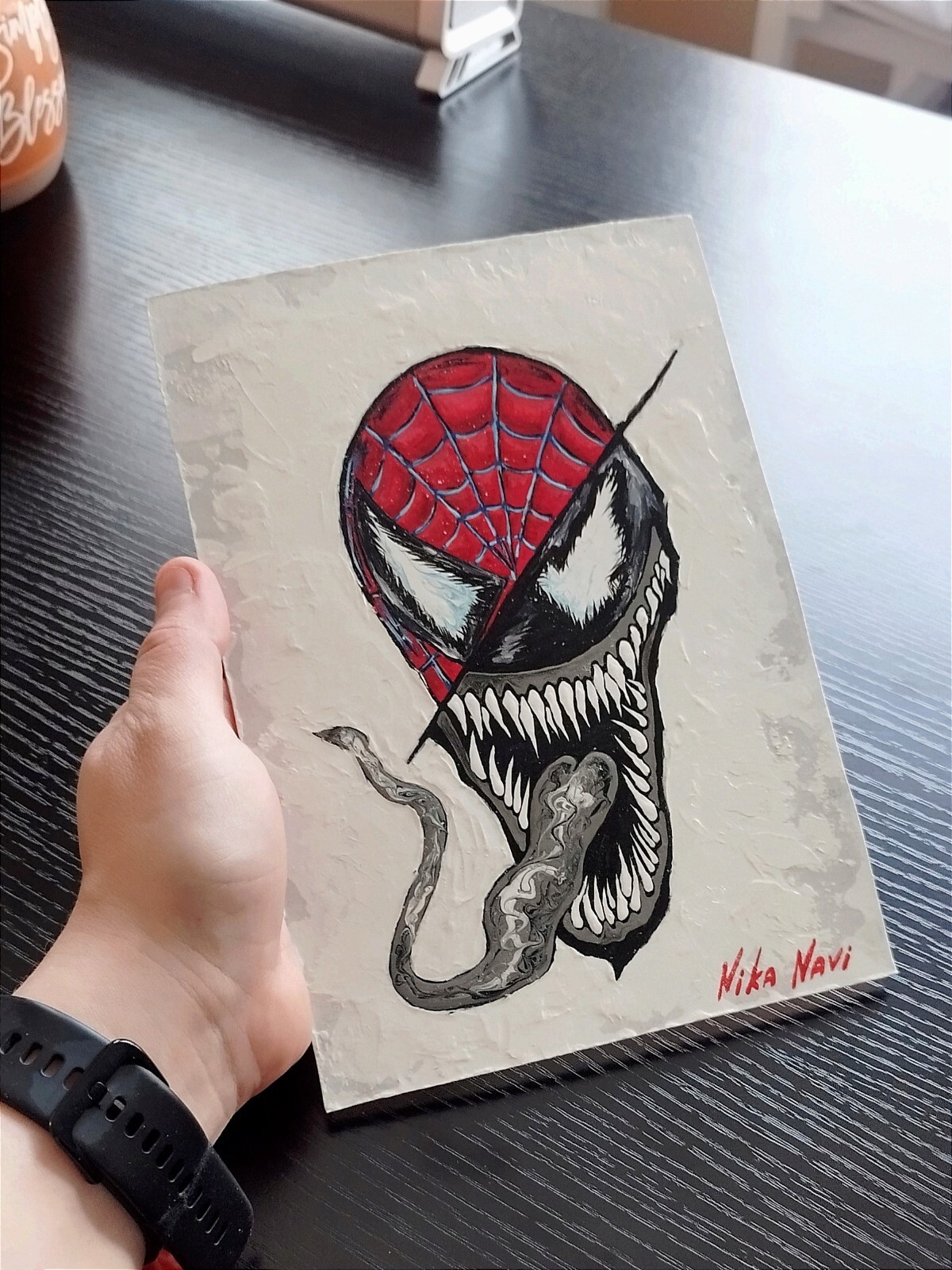Venom Spider-man Painting Impasto Acrylic Oil Original Art