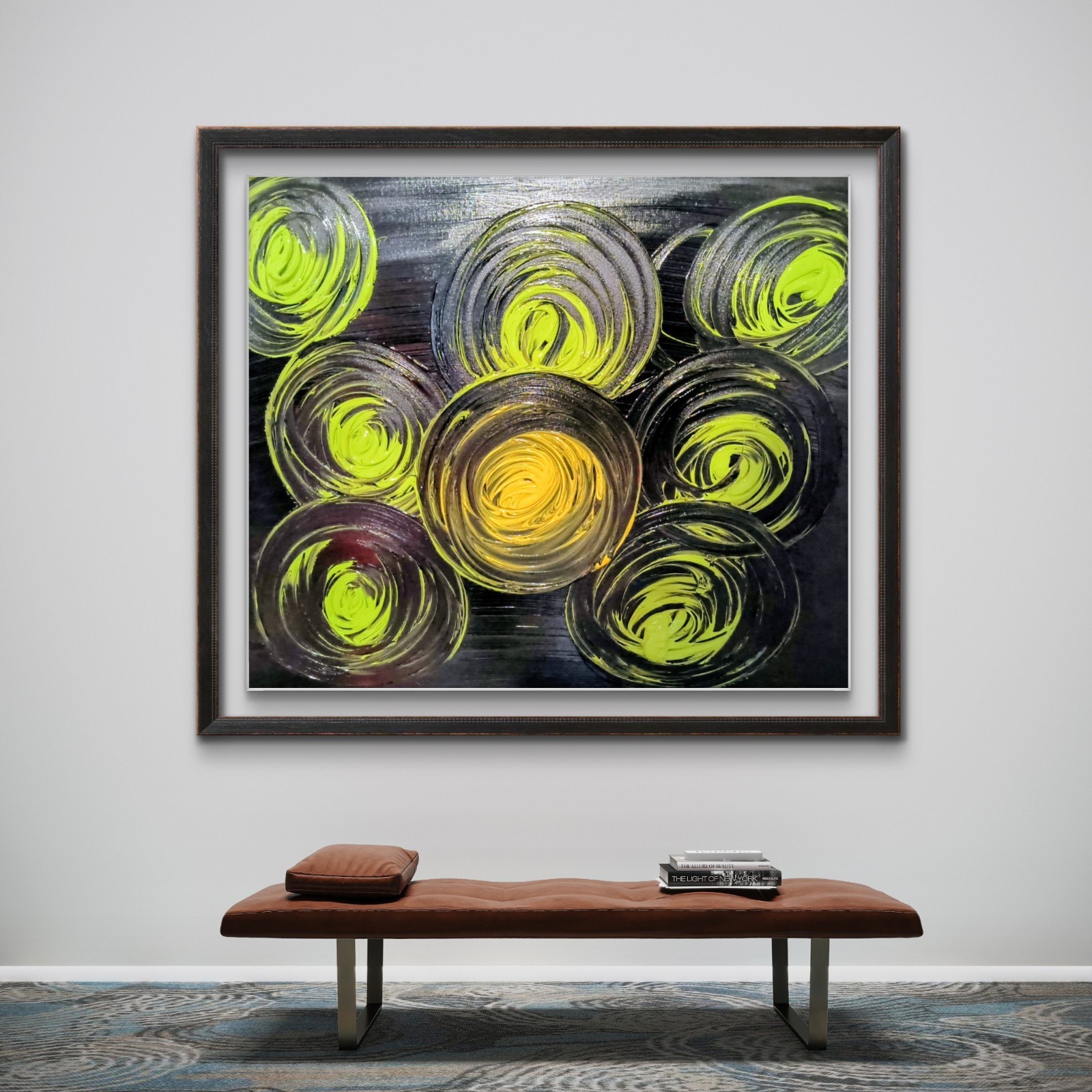 Trey Coppland, Green Light Abstract Acrylic Painting, Medium, 2026 Signed