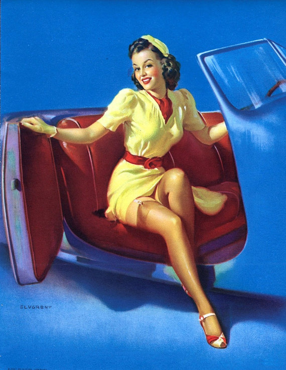 Elvgren SPORTS MODEL Pinup 8X11 SEAM nylon STOCKINGS UPSKIRT Pin-Up ILLUSTRATION