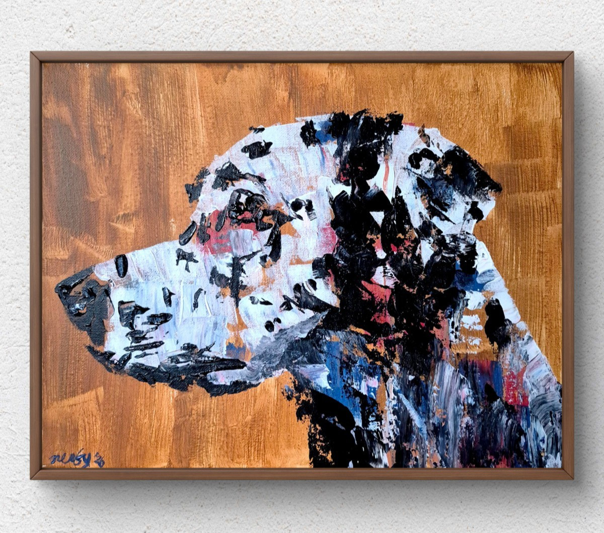 Original Expressionist 11×14 Neutral Dog Acrylic Canvas Pet Art Decor Signed A50
