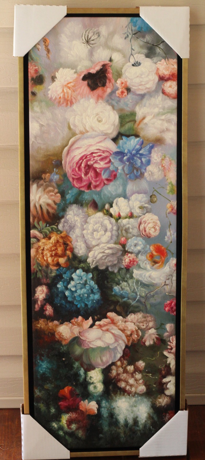 Framed Floral Original Painting in size 12×36″