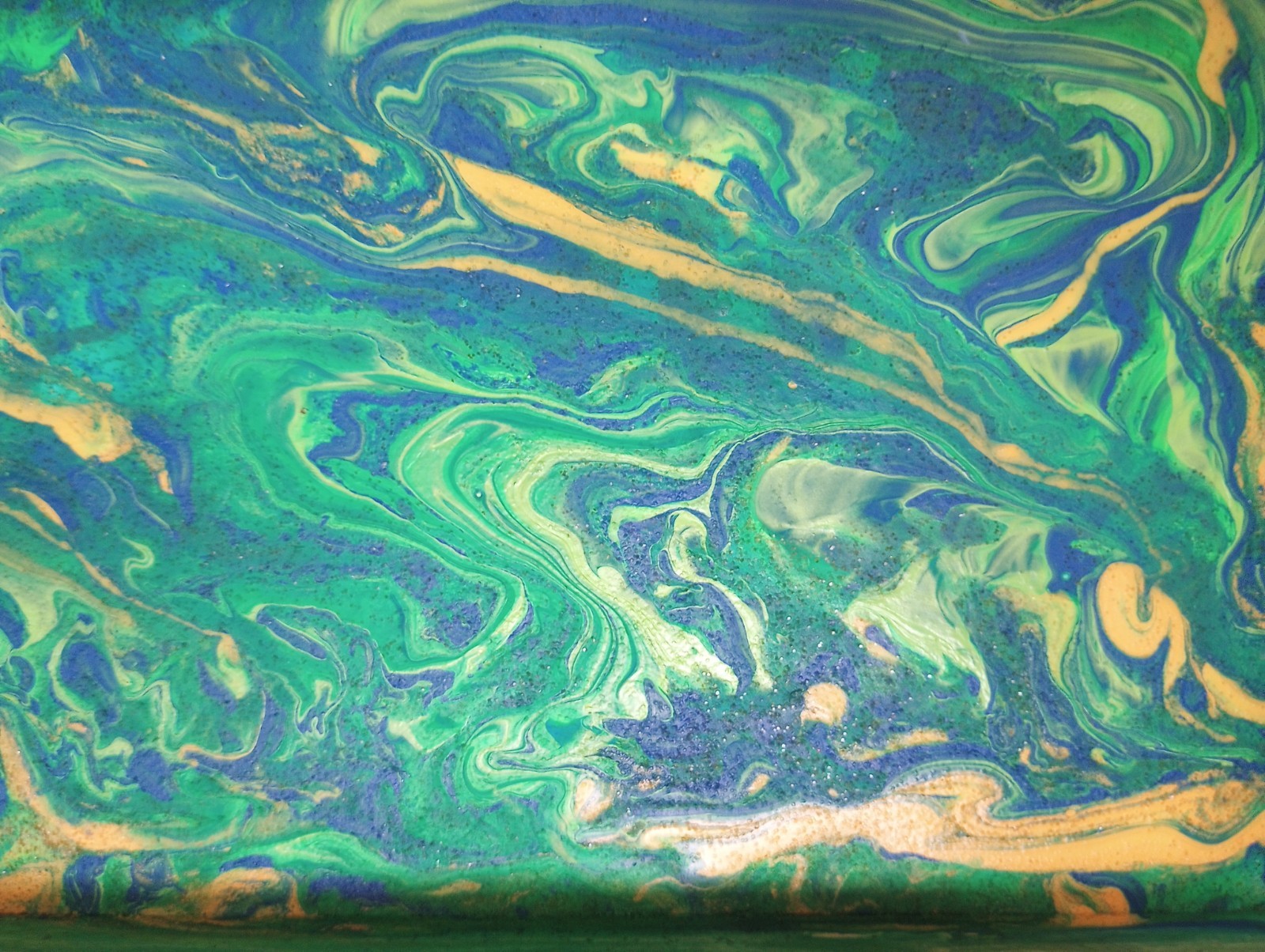 Abstract Green Blue Yellow Swirl Painting, Framed, Art Theme Wall Decor