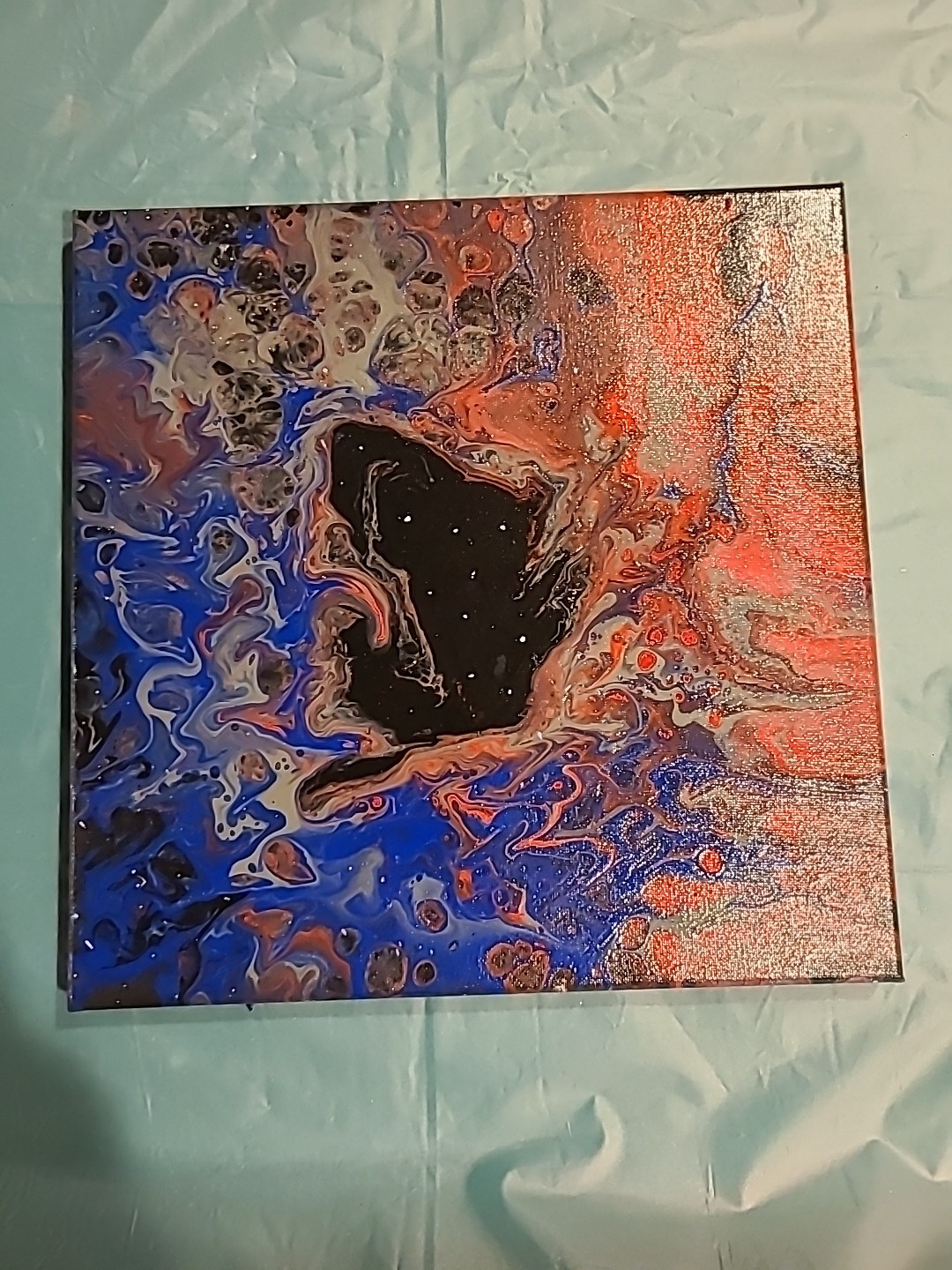 Painting Acrylic Pour Art Abstract Original Unique 12×12 Canvas