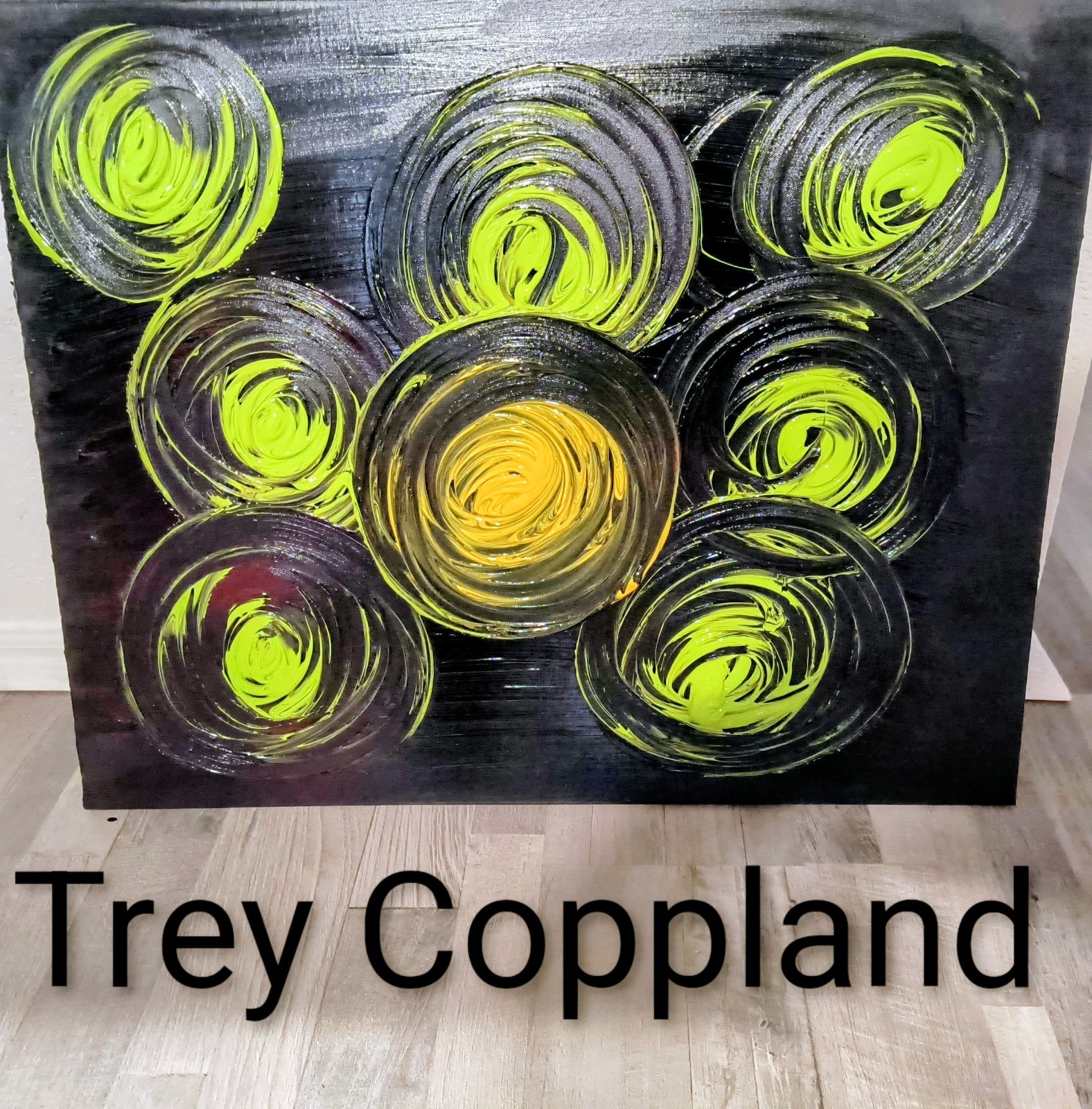 Trey Coppland, Green Light Abstract Acrylic Painting, Medium, 2026 Signed