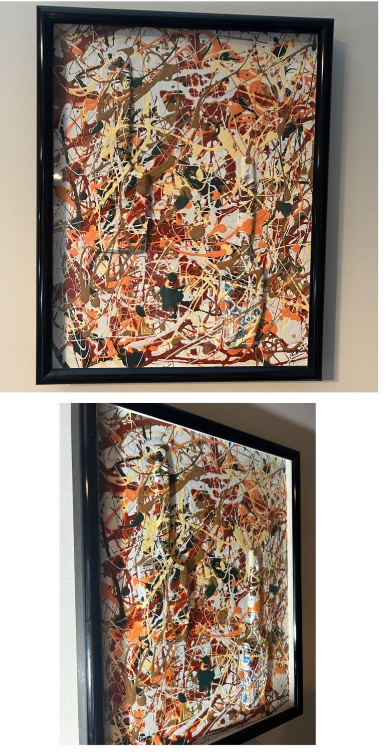 Abstract Drip Painting 3D Framed Shallow Shadow Frame Modern Art Original Signed