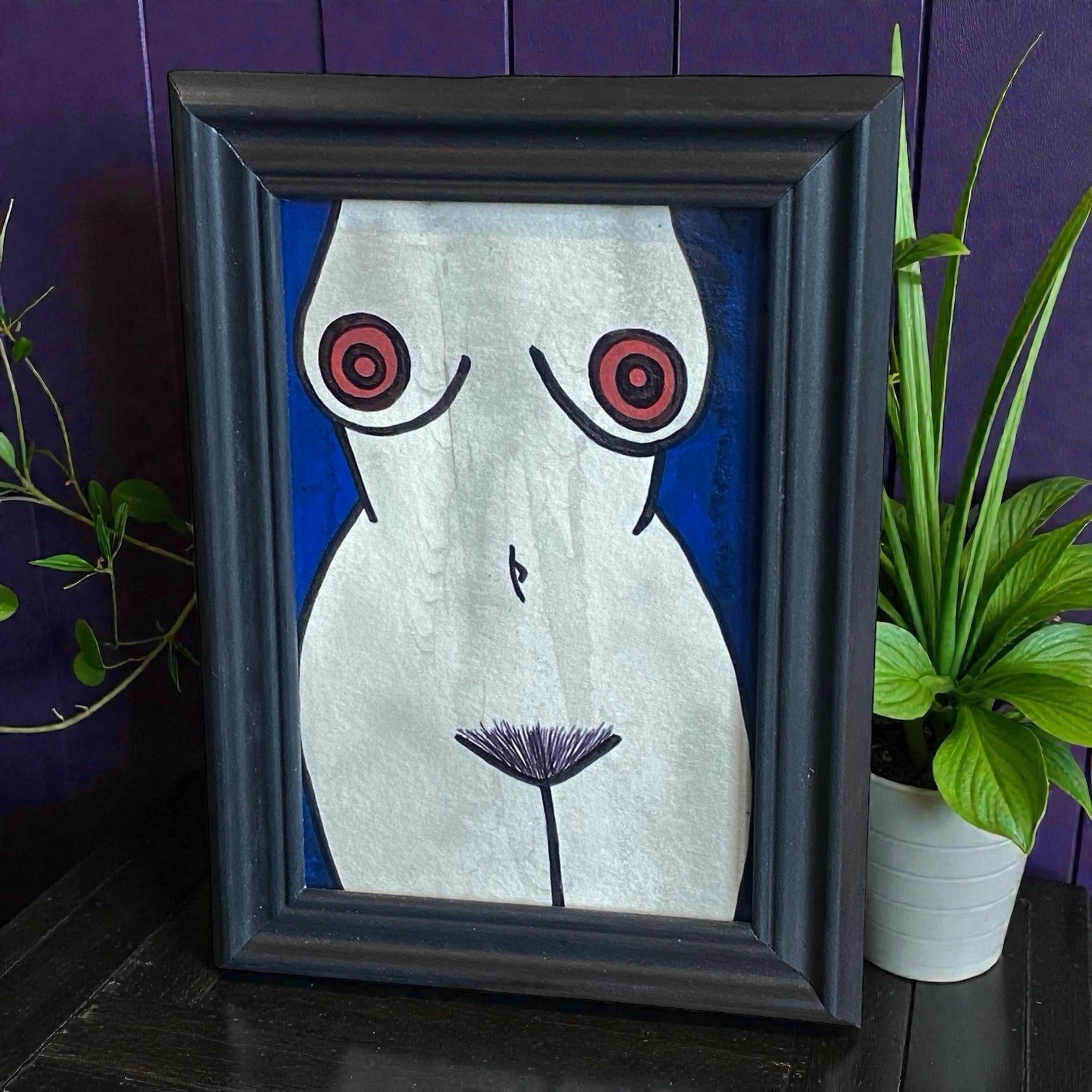 Original Painting Art Woman Ooak Framed Human Body Female Study Form #2