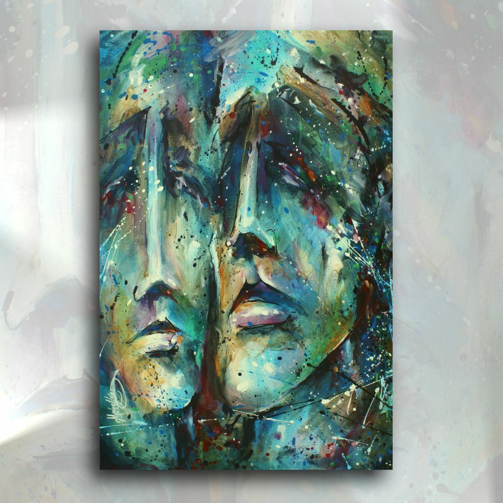 Art Original Painting Mix Lang URBAN Expression Figurative «SPIRITS» C.O.A.